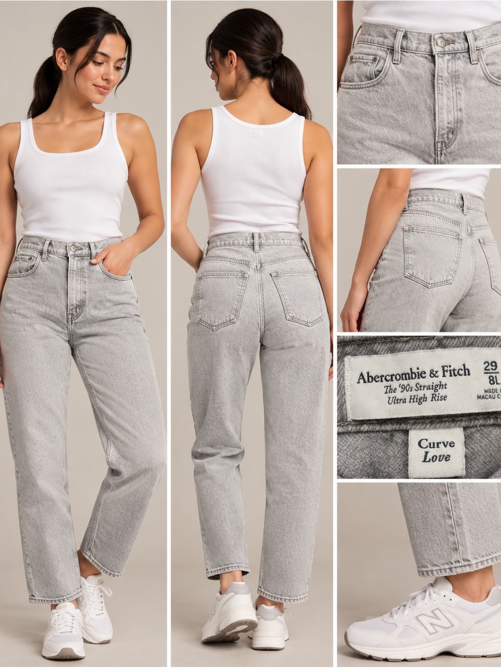 Abercrombie and Fitch 90s High Rise Jeans Straight Curve Love